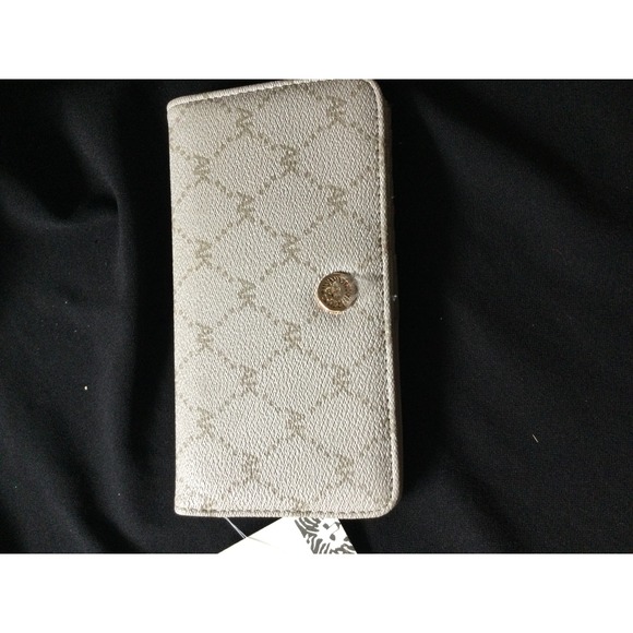 Anne Klein Wallet Clutch Snap Closure Card‎ Holder Beige Monogram Small - Picture 1 of 6